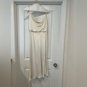 Jenny Yoo Satin Cowl Neck Dress